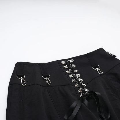 Gothic Lace Up Draped Skirt