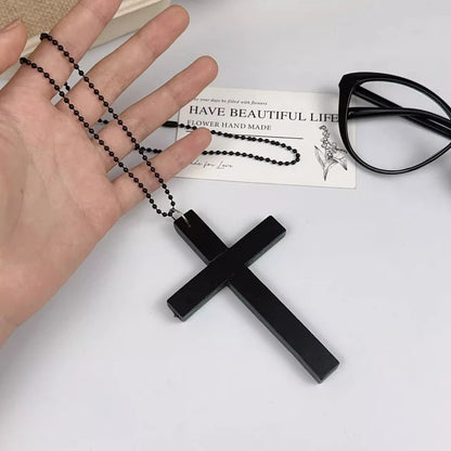 Gothic Alt Goth Large Wood Cross Pendant Necklace (available in 3 colors)