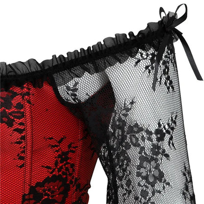 Gothic Romantic Off Shoulder Lace Sleeve Corset (available in 2 colors)