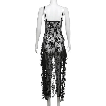 Alt Gothic Y2K Irregular Ruffled Lace Top Dress (available in 2 colors)