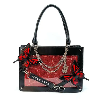 Gothic Y2K Alt Goth Butterfly Spider Web Letter Chain Handbag Lolita Shoulder Bag (available in 6 colors)