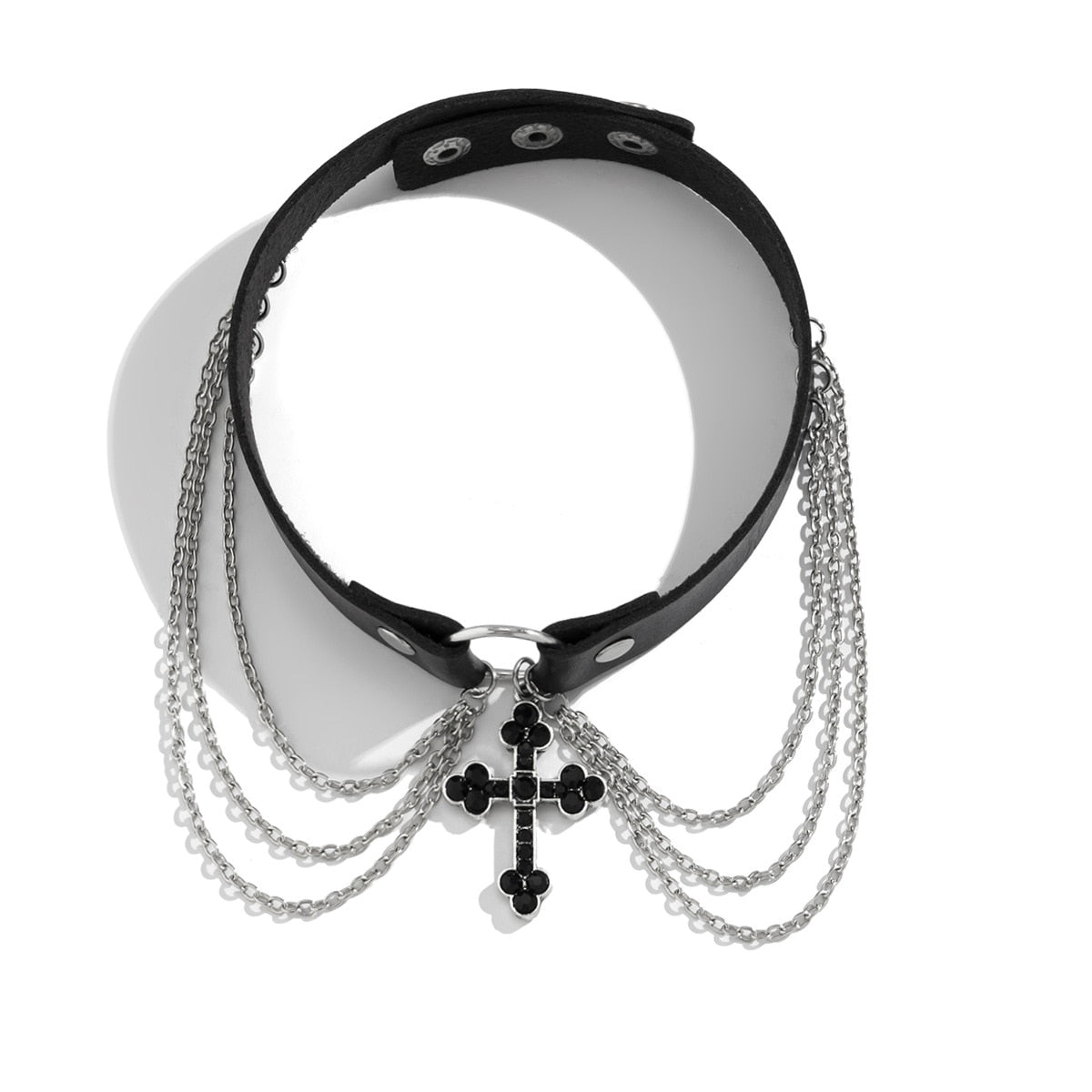Gothic Black Cross Chain Choker Necklace