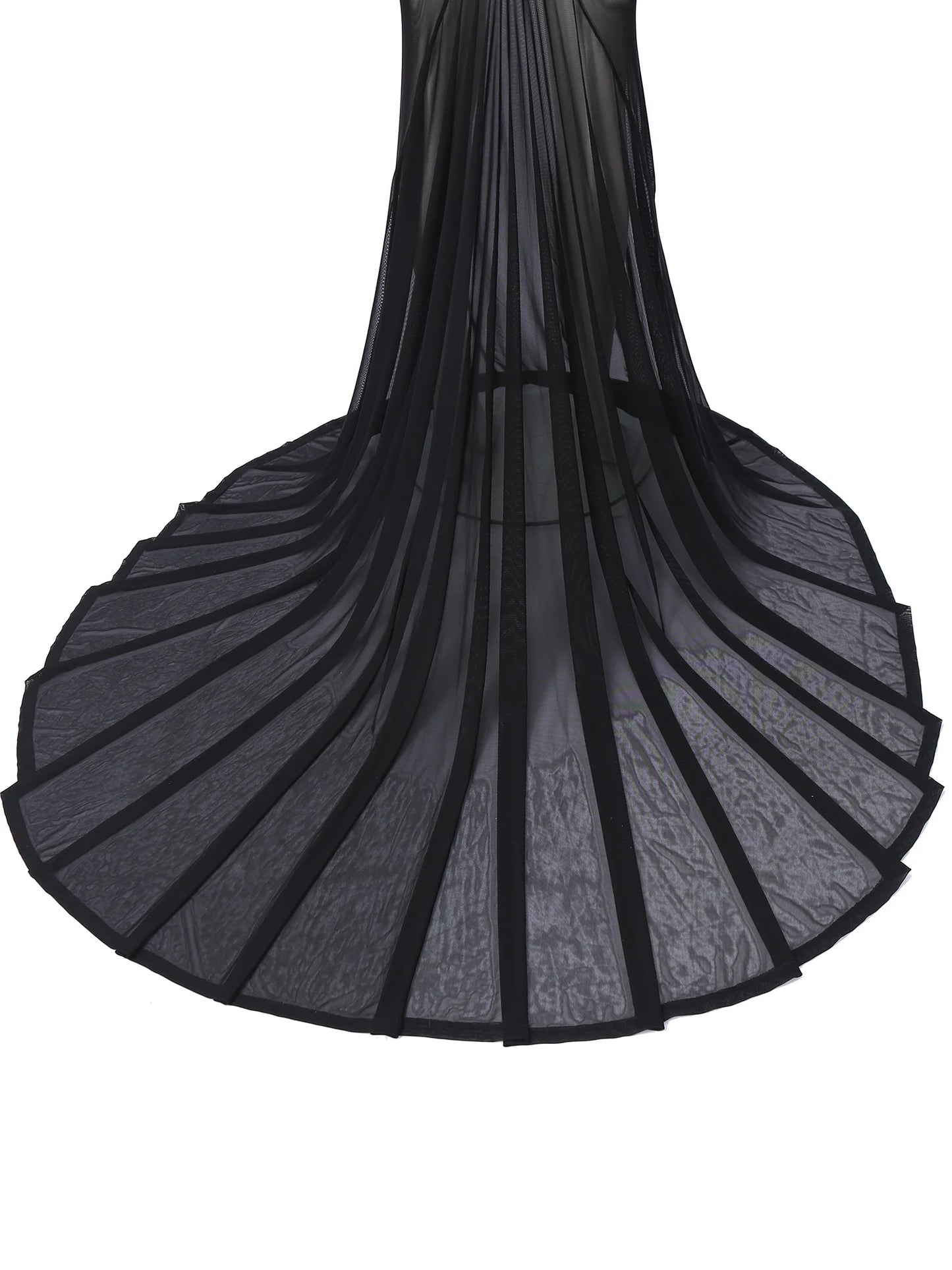 Gothic Romantic Vampire Goth Lantern Sleeve Mesh See Through Court Train Long Dress