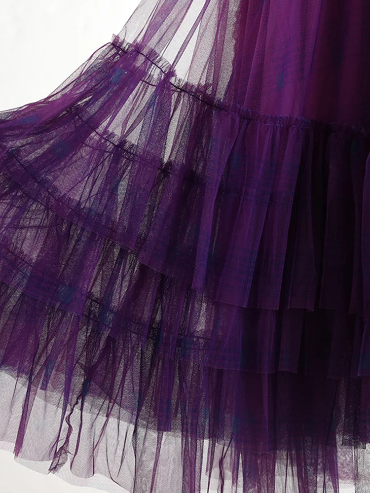 Gothic Grunge Y2K Alt Goth Plaid Mesh Irregular Skirt (available in 4 colors)