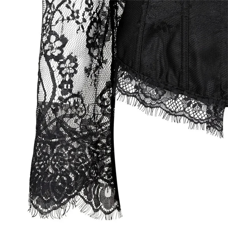 Gothic Romantic Off Shoulder Lace Sleeve Corset (available in 2 colors)