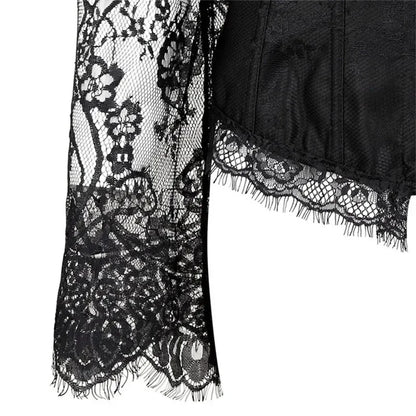 Gothic Romantic Off Shoulder Lace Sleeve Corset (available in 2 colors)