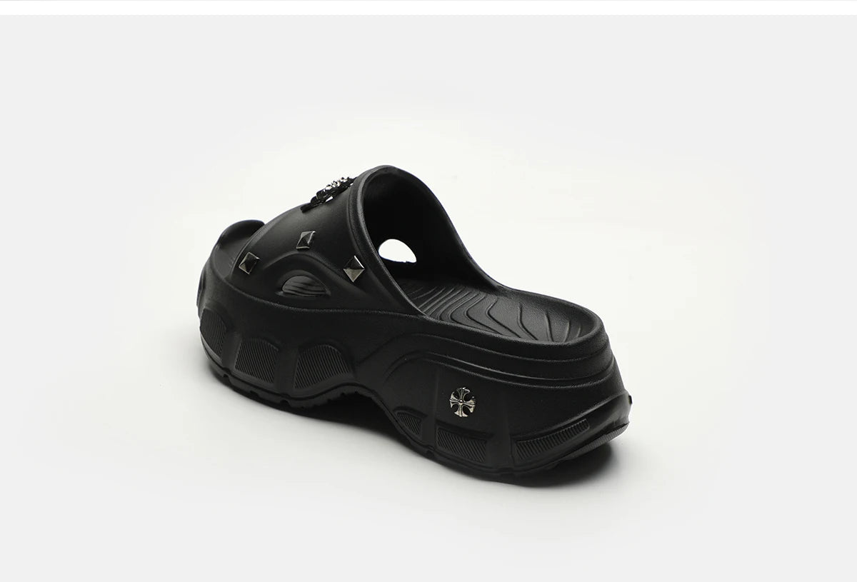 Gothic Alt Goth Cross Outdoor Platform Slippers Sandals (available in 3 colors)