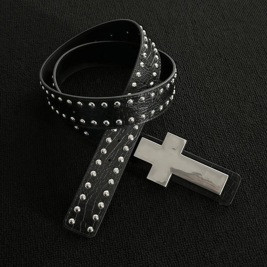 Gothic Y2K Alt Goth Cross Studded Waist Belt