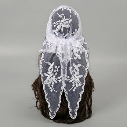 Gothic Whimsigoth Hippie Goth Embroidered Lace Scarf Bandana