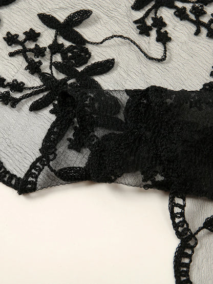 Gothic Whimsigoth Hippie Goth Embroidered Lace Scarf Bandana