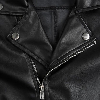 Gothic Chain Zipper Faux Leather Motorcycle Jacket