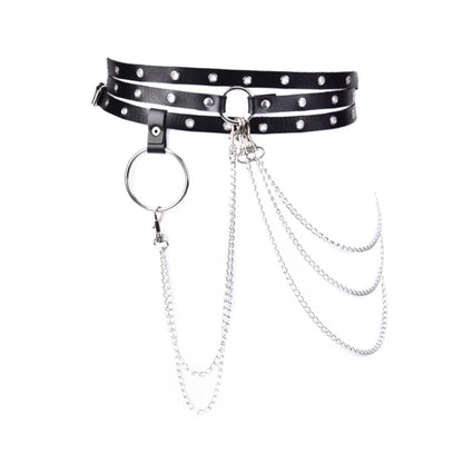 Gothic Faux Leather Multi Strap Chain Belt