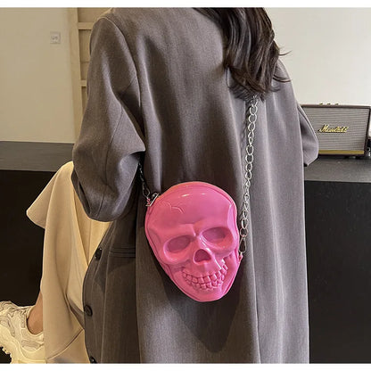 Gothic Alt Goth Skull Chain Crossbody Bag (available in 3 colors)