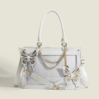 Gothic Y2K Alt Goth Butterfly Spider Web Letter Chain Handbag Lolita Shoulder Bag (available in 6 colors)