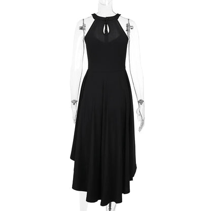 Gothic 90s Goth Faux Chain Body Harness Halter Dress