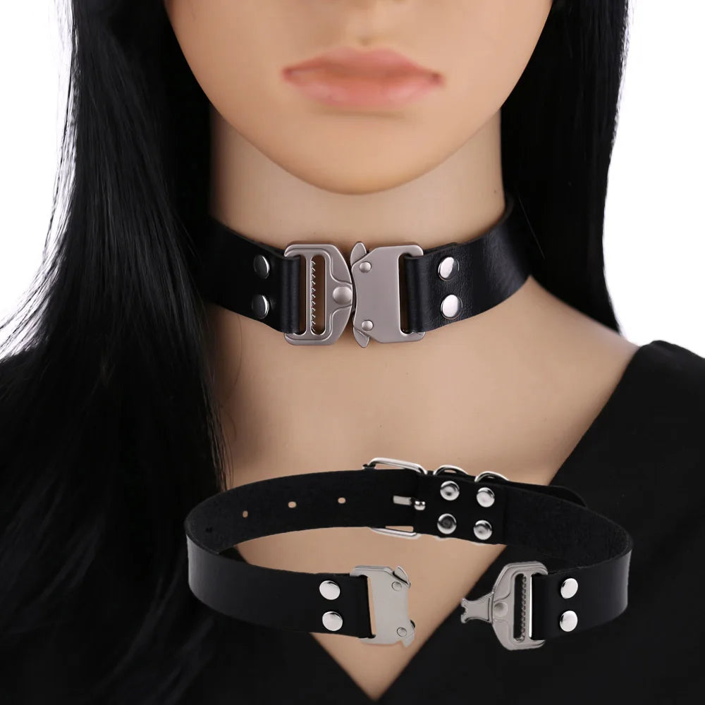 Gothic Punk Harajuku Buckle Choker Necklace (available in 7 colors)