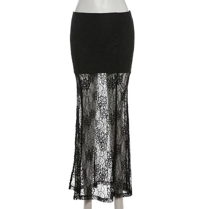 Gothic Romantic Goth Lace See Through Skirt