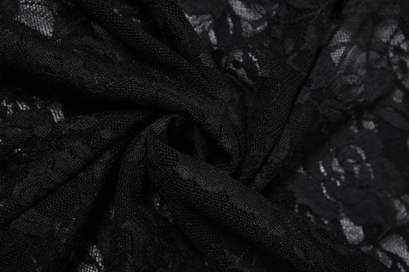 Gothic Lace Jacquard Patchwork Summer Spaghetti Strap Long Dress