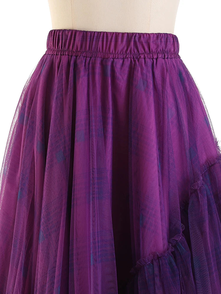 Gothic Grunge Y2K Alt Goth Plaid Mesh Irregular Skirt (available in 4 colors)