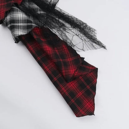 Alt Gothic Grunge Irregular Hem Layered Plaid Mini Skirt