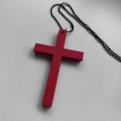 Gothic Alt Goth Large Wood Cross Pendant Necklace (available in 3 colors)