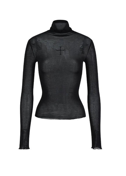 Gothic Alt Goth Y2k See-through Mesh Shirt Top Halter Chain Waist Cincher Vest Top