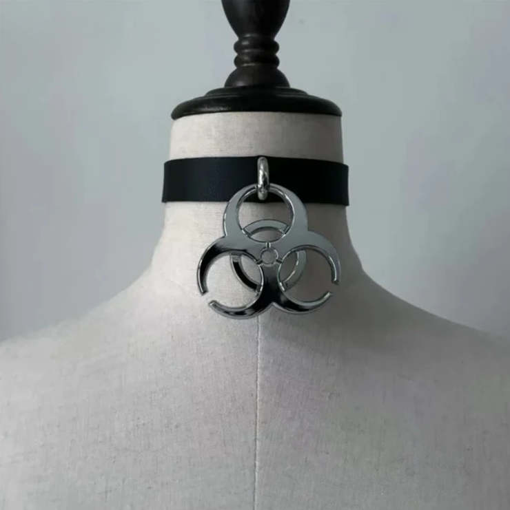 Cybergoth Y2K Rave PU Leather Choker Necklace