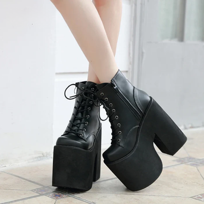 Gothic Alt Goth Lace Up Extreme Platform Ankle Boots
