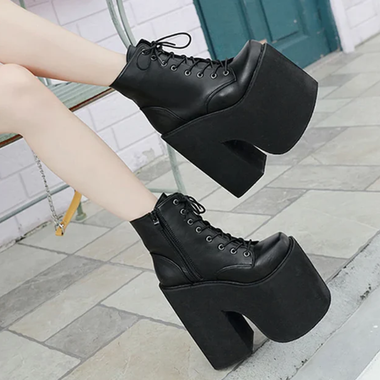 Gothic Alt Goth Lace Up Extreme Platform Ankle Boots
