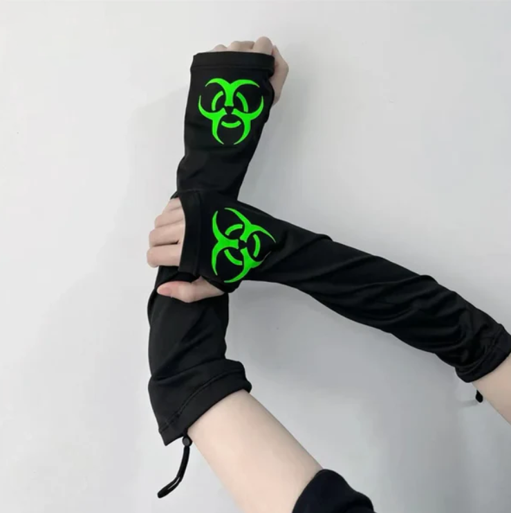 Cybergoth Y2K Rave Biohazard Arm Sleeves Gloves – ROCK 'N DOLL