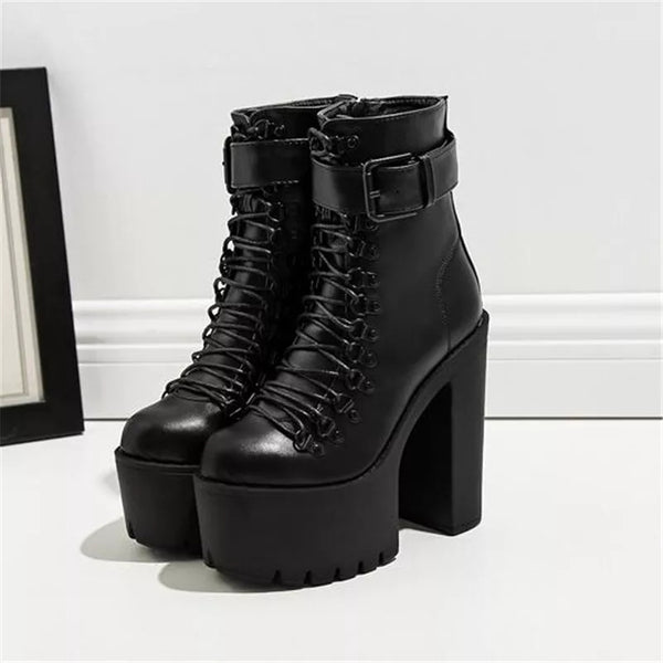 Gothic Wiccan Harajuku Lace Up Platform Ankle Boots