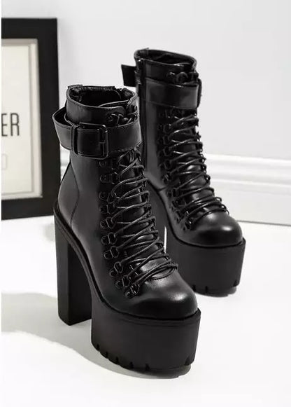 Gothic Wiccan Harajuku Lace Up Platform Ankle Boots