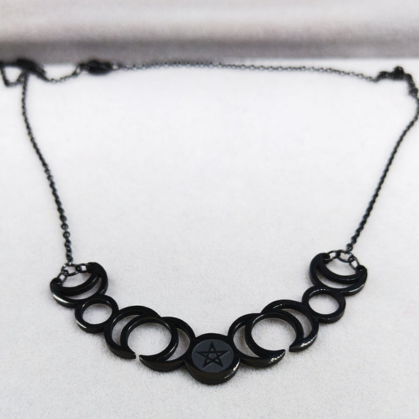 Gothic Triple Moon Goddess Necklace (available in 3 colors)