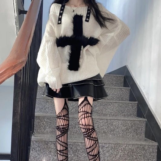 Gothic Harajuku Cross Pullover Sweater Top