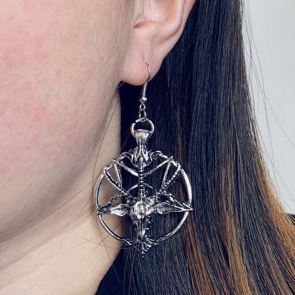 Gothic Baphomet Drop Earrings