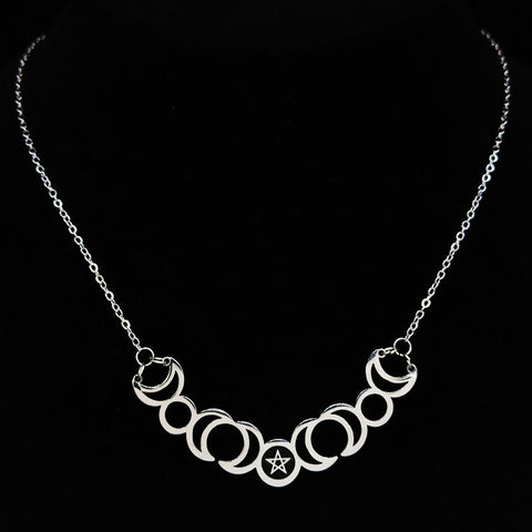 Gothic Triple Moon Goddess Necklace (available in 3 colors)