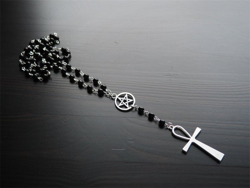 Amazon.com: Fashion jewelry- rosary turkish hip hop pendants necklace,  Satanic Rosary, Inverted Cross & Pentagram Gothic Rosary Gothic Jewellery  Occult Necklace (A8): Clothing, Shoes & Jewelry