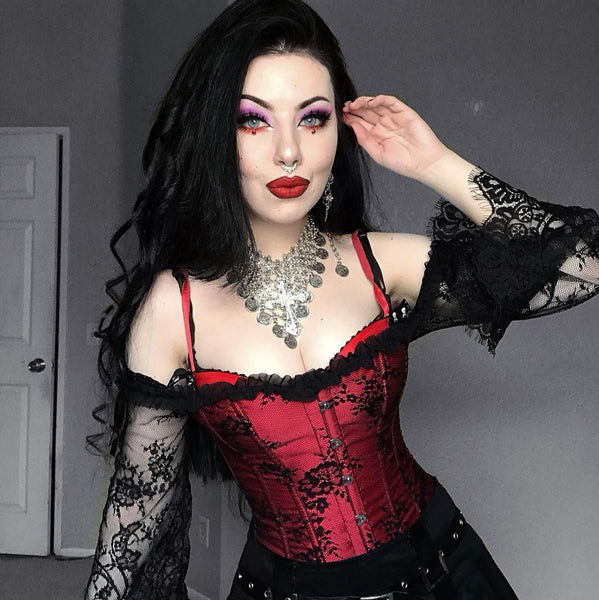 Romantic Gothic Off Shoulder Lace Corset