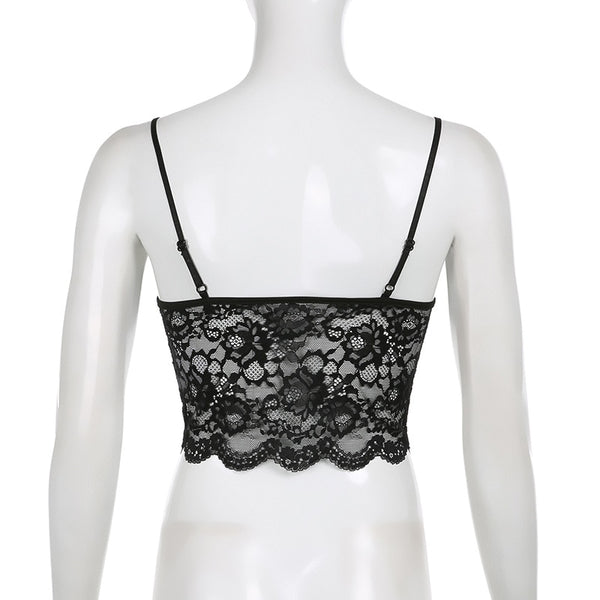 Gothic Y2K Butterfly Hem Lace Camisole Top