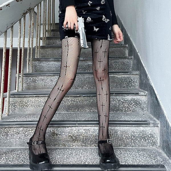 Gothic Design Fishnet Stockings (available in 6 designs)