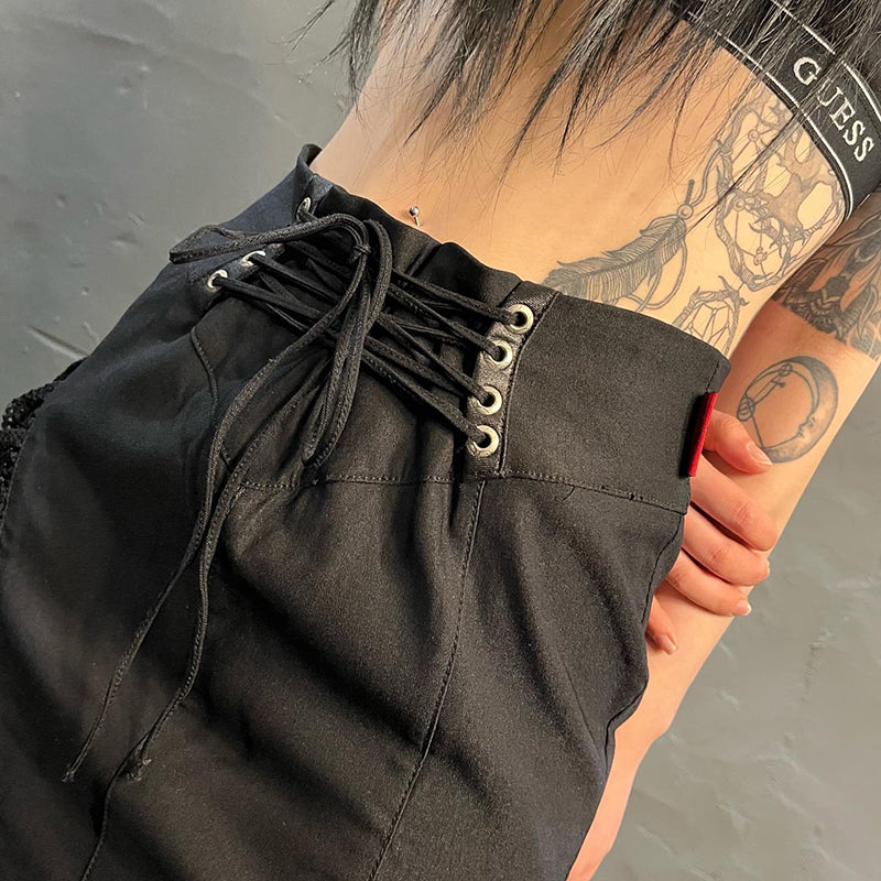 Gothic Y2K Grunge Dragon Print Long Skirt