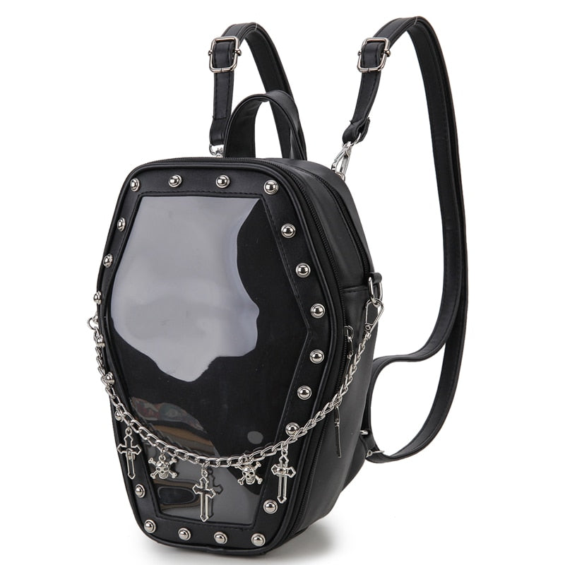 .com: Pink Coffin Shaped Bat Skull Purse Gothic Handbag: Clothing
