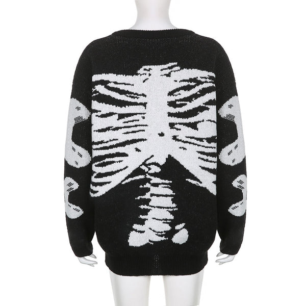 Gothic Y2K 90s Skeleton Sweater Top