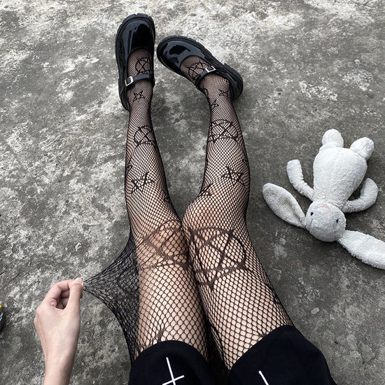 Gothic Design Fishnet Stockings (available in 6 designs) – ROCK 'N DOLL