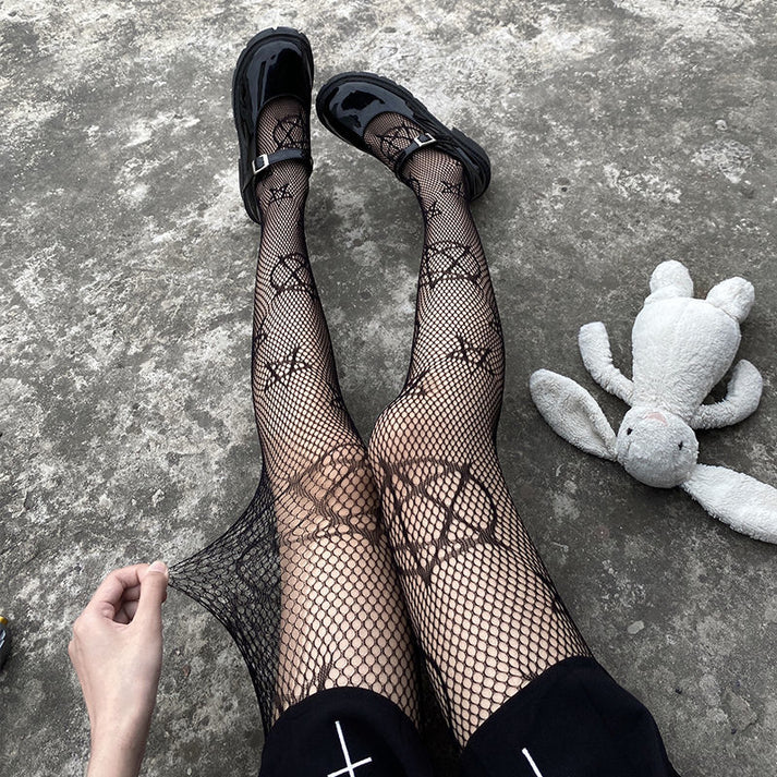 Gothic Design Fishnet Stockings (available in 6 designs) – ROCK 'N DOLL