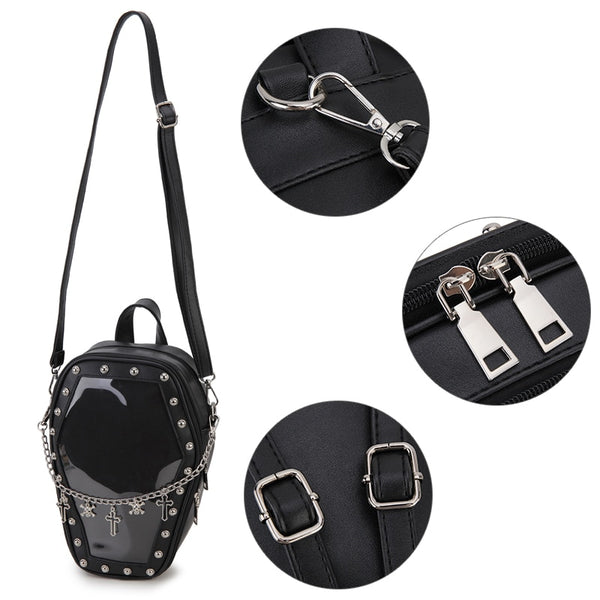 Gothic Punk Coffin Shaped Backpack Shoulder Bag