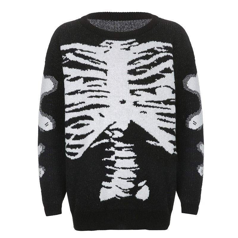 Gothic Y2K 90s Skeleton Sweater Top
