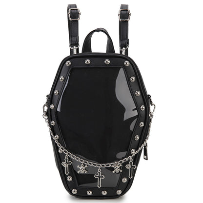 Gothic Punk Coffin Shaped Backpack Shoulder Bag