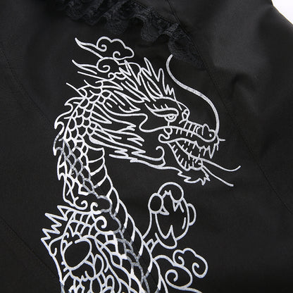 Gothic Y2K Grunge Dragon Print Long Skirt