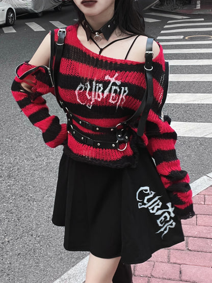 Gothic 90's Grunge Harajuku Striped Knitted Sweater Top